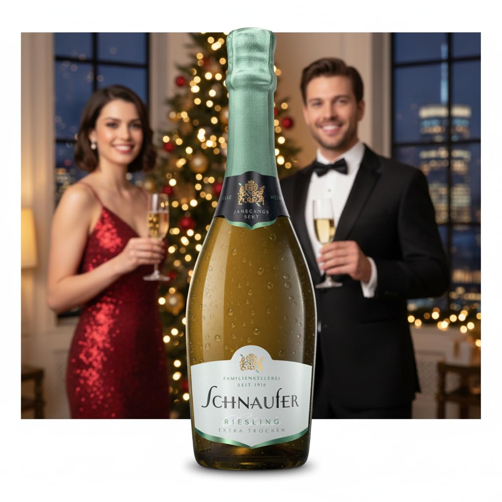 Schnaufer Riesling Extra Trocken Jahrgangssekt – Prämierter Sekt mit Pfirsich & Apfelnoten – Feinperlig & Frisch
