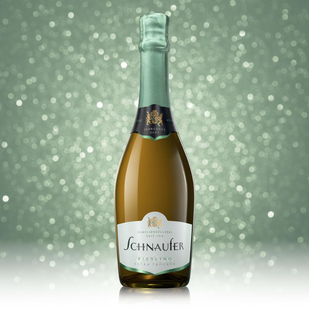 Schnaufer Riesling Extra Trocken Jahrgangssekt – Prämierter Sekt mit Pfirsich & Apfelnoten – Feinperlig & Frisch